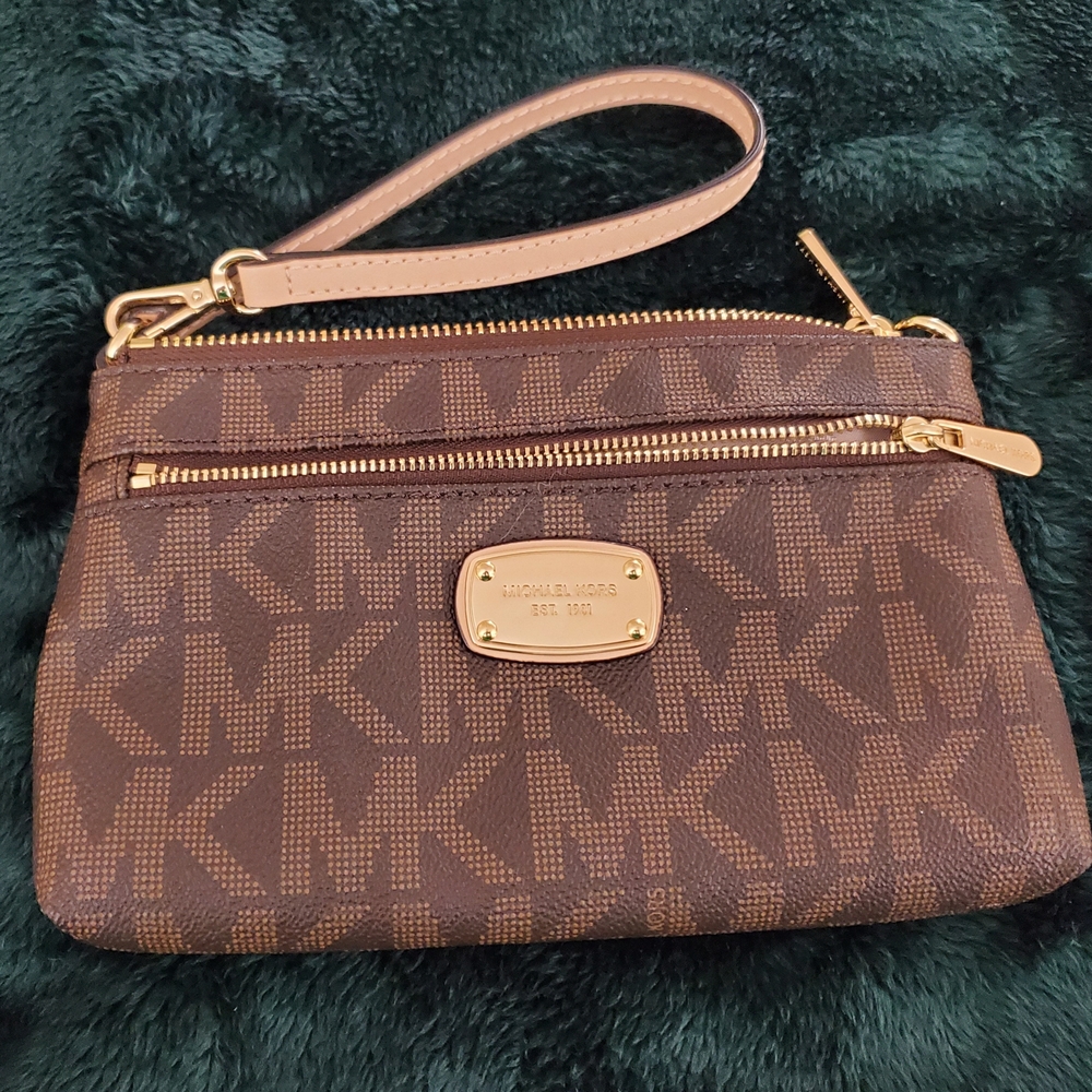 Michael Kors Brown Logo Wristlet